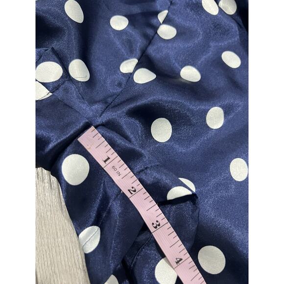 Vintage 2-Pc Lingerie Set Blue Polka Dot Satin Size S - Picture 4 of 5